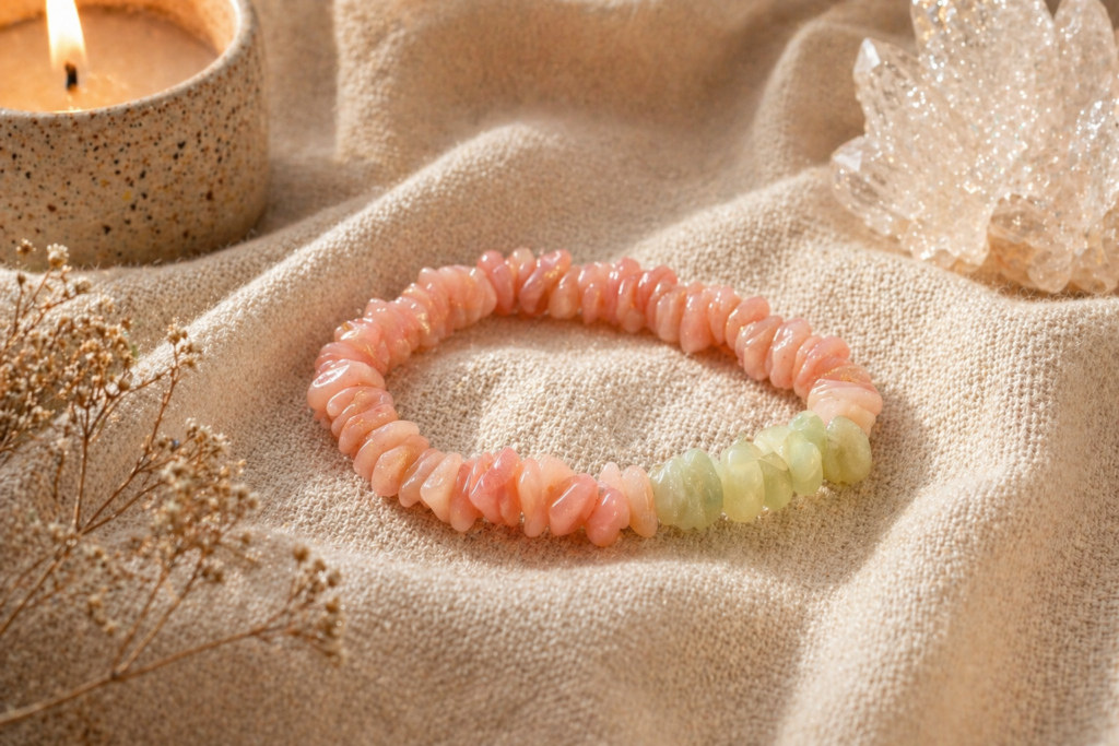 Pink Opal & Burma Jade Bracelet - Regulated Softness