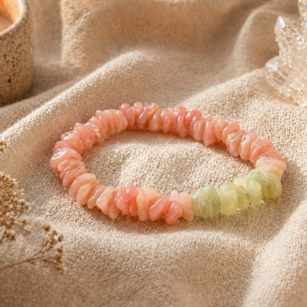 Pink Opal & Burma Jade Bracelet - Regulated Softness